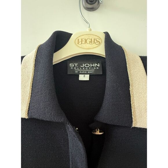 St. John Collection By Marie Gray Santana Knit Cardigan Jacket Black Womens Sz 8 - Picture 5 of 6